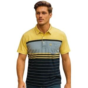 Christian Dior Monsieur Vintage Striped Polo Shirt Short Sleeve Casual Mens 17.5